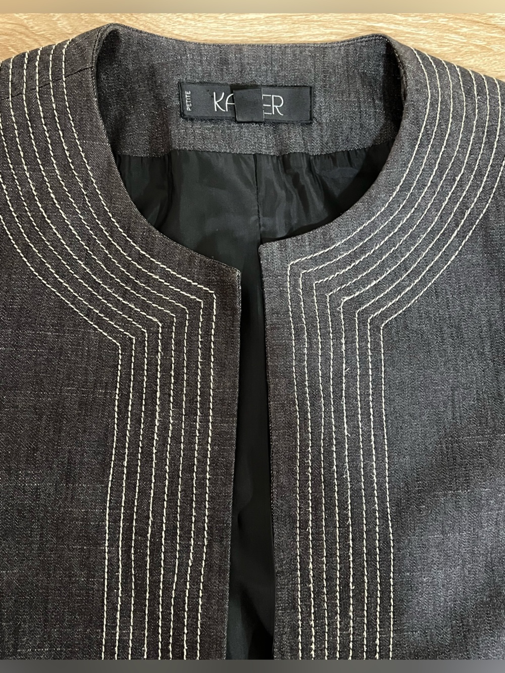 Kasper Women’s Size 16P US Open Front Blazer Jacket Dark Grey Career Workwear - Picture 11 of 16
